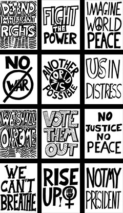 a group of protest posters: click to go to download site