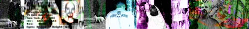 boots and faces with blurred text and colors